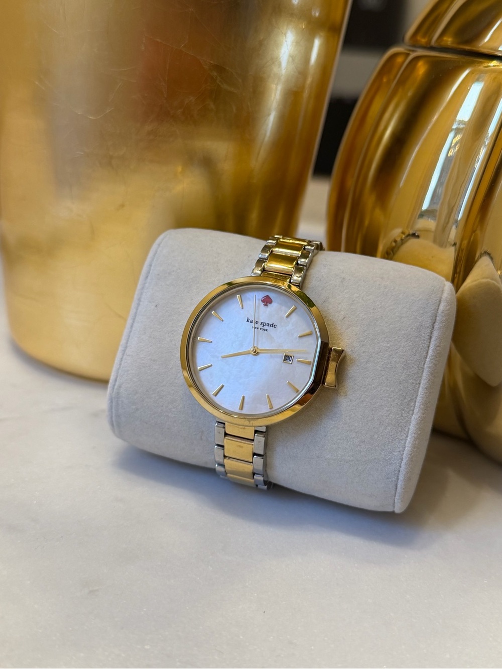 kate spade Two-Tone Gold and Silver Mother-of-Pearl Dial Watch